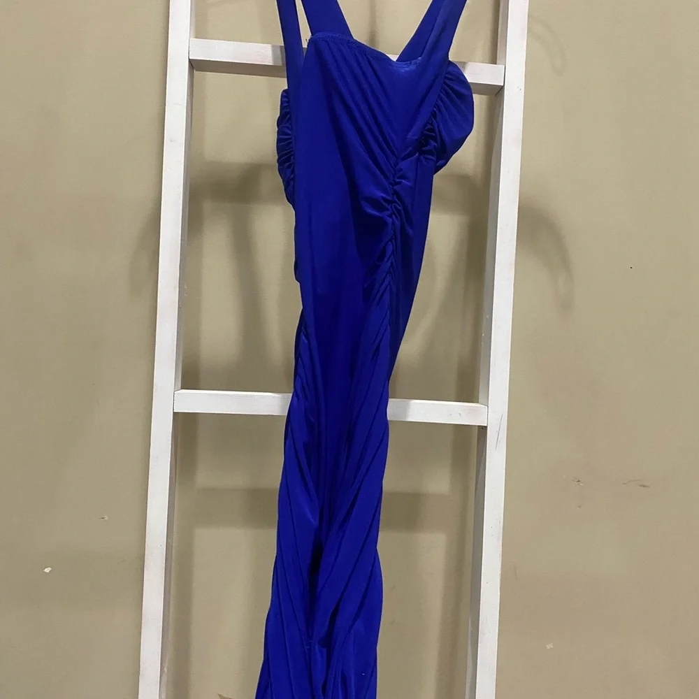Sabora Royal Blue Ruched Bodycon Dress Small Made In USA Cocktail Formal - Picture 4 of 7
